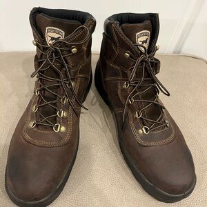 Irish Setter brown leather steel toe waterproof boots